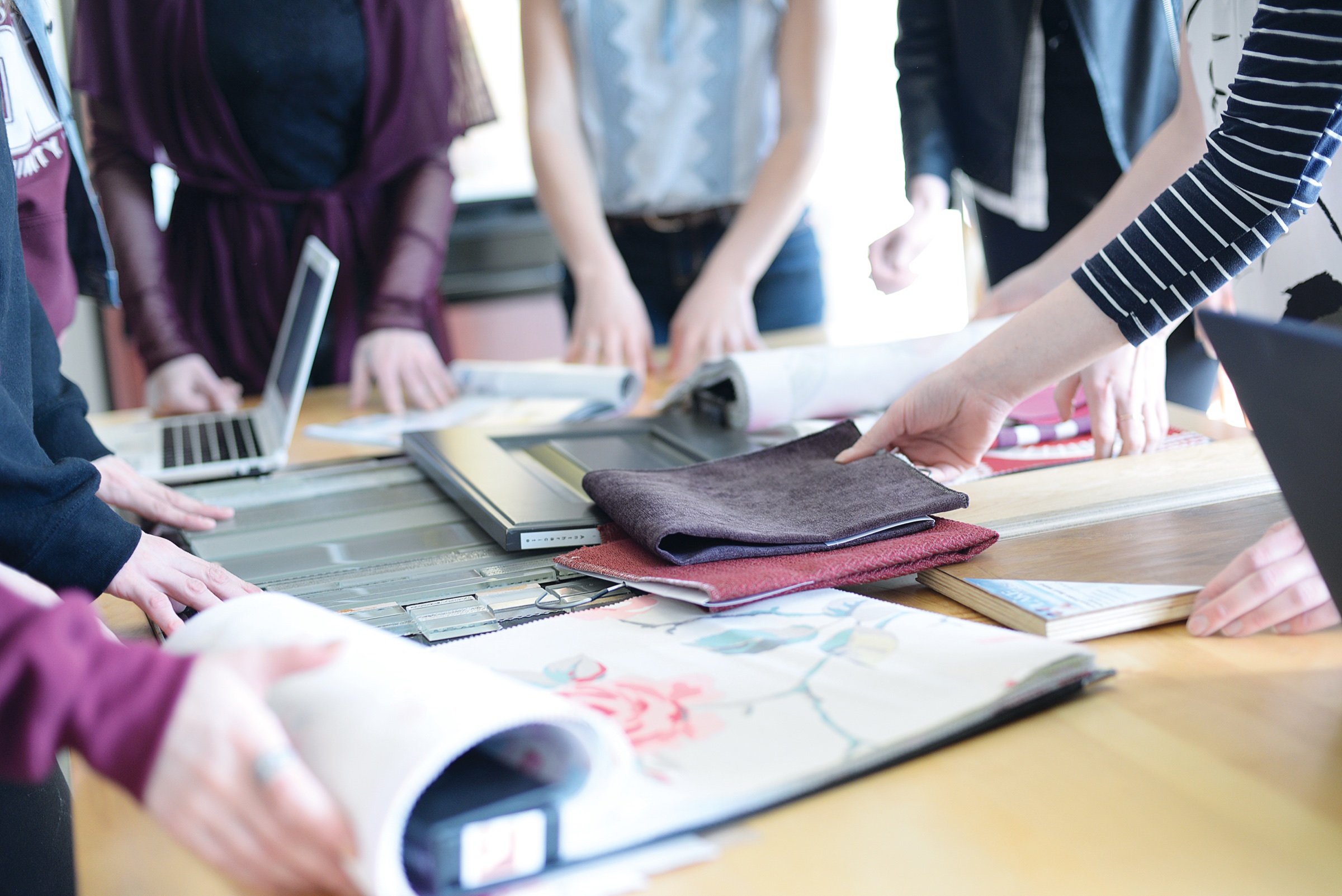 Creative Industries students developing material and design concepts together